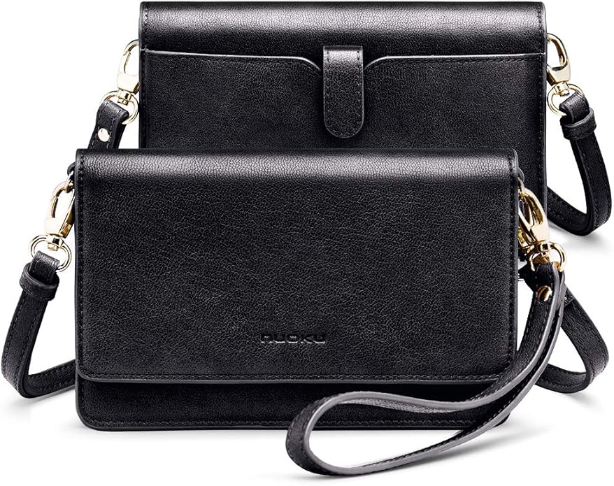 nuoku Women Small Crossbody Bag Cellphone Purse Wallet with RFID Card Slots 2 Straps Wristlet