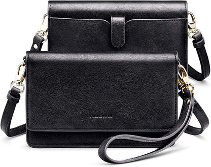 nuoku Women Small Crossbody Bag Cellphone Purse Wallet with RFID Card Slots 2 Straps Wristlet