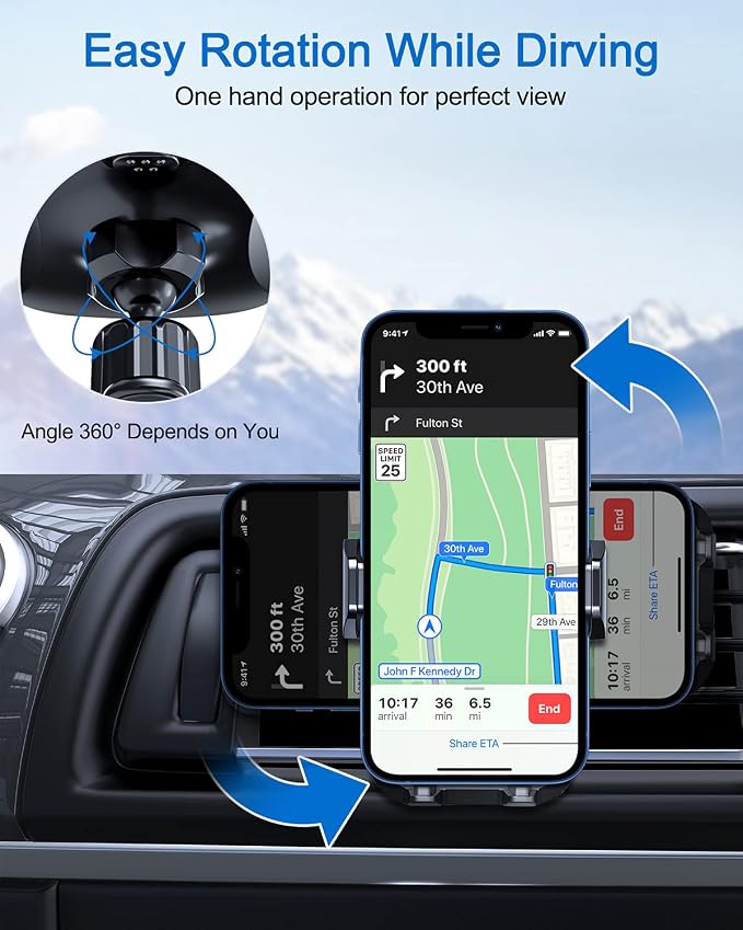 vanva Universal Air Vent Car Mount, [ Big Phones & Thick Case Friendly ] Cell Phone Holder for Car Hands Free Clamp Cradle Vehicle fit for All Apple Smasung Galaxy