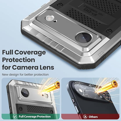Mitywah Waterproof Case for iPhone Air, Military Grade Rugged Metal Case with Built-in Screen Protector, Heavy Duty Full Body Shockproof Protective Cover for 17 Air 6.5 inch, Silver