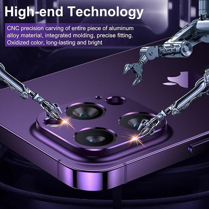 Mothca 2 Pack Camera Lens Protector for iPhone 14 Pro/iPhone 14 Pro Max Matte Alloy Camera Cover [No Affect Photo Quality] No Lens Metal Ring Strong Adhesion Camera Protector Case Friendly (Purple)