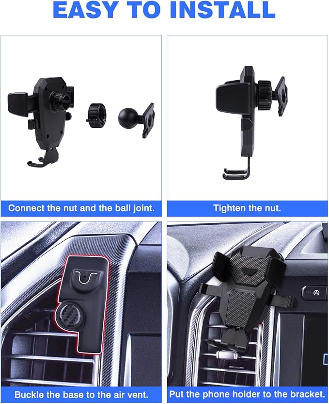Karltys F150 Car Phone Holder for 2015-2020 Ford F-150 Accessories, Cell Phone Holder Air Vent Phone Mount for F-150, Never Blocking Hands Free Thick Case Friendly Holder for 4-7 Inch Phones