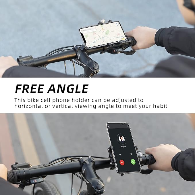 ROCKBROS Bike Phone Holder, Motorcycle Phone Mount, Anti-Shake Cell Phone Holder, 360° Adjustable for iPhone 16, 15 Pro Max/Plus, S9, S10 and More 4.7" to 7" Smartphones，Red