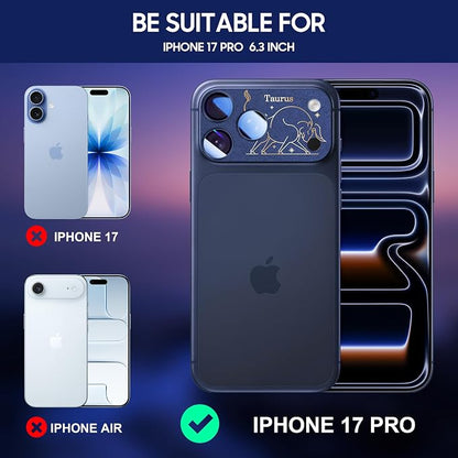 2 Pack Camera Lens Protector for iPhone 17 Pro,Virgo Pattern, AR 360-Degree Protection,Drop Protection,Anti Scratch Full-Coverage,Camera Transmfttance HD,Easy Installation, Dark Blue