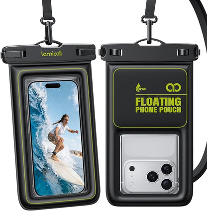 Lamicall IP68 Floating Waterproof Phone Pouch - [2 Pack] Water Proof Phone Case with Lanyard for iPhone 17 16 15 14 13 Pro Max, Galaxy S25 S24 Ultra, Beach Vacation Cruise Essentials Gifts, 4-8.5"