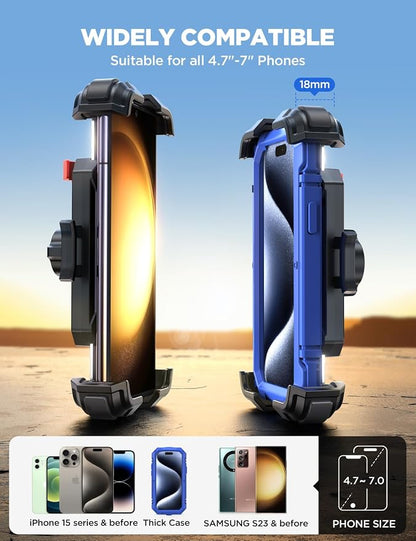 JOYROOM Motorcycle Phone Mount Holder, [Metal Tie Rod][1s Auto Lock] Bike Phone Mount Holder Handlebar Clamp - [No Shake] Bicycle E-Bike Scooter Phone Holder for iPhone 16/15 Pro Max and so on