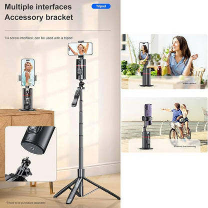 MQOUNY Auto Tracking Phone Holder,360° Rotation Phone Camera Mount Smart Shooting Tracking Holder with Remote Selfie Stick for iPhone Android Stabilizer Shooting Live,No App,Rechargeable