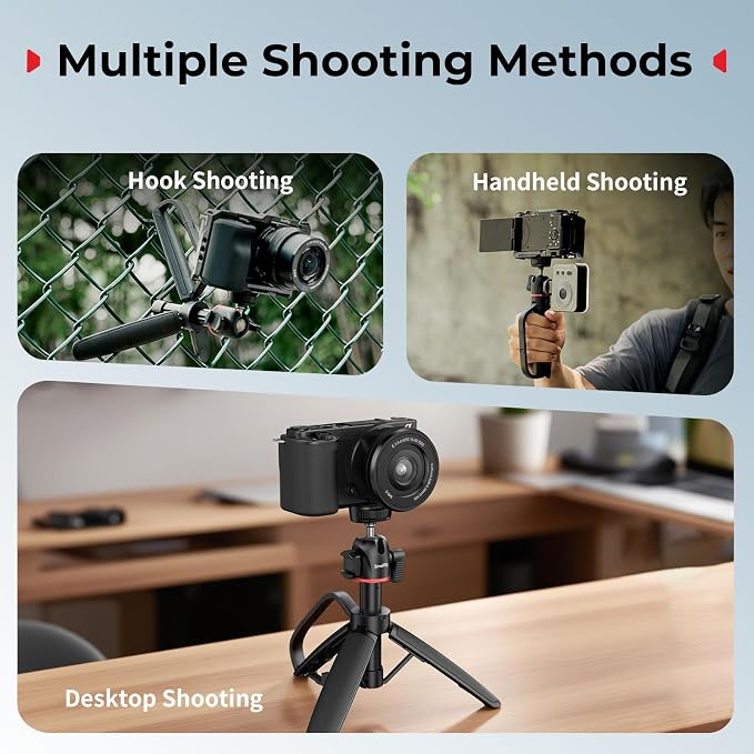 SMALLRIG Small Camera Tripod Selfie Stick, Extendable 8"-15" Mini Handheld Carabiner Tripod with Mantis Hook, 360° Ball Head, Cold Shoe Mount, 1/4"-20 Screw for DSLR, Adapter for DJI, for GoPro - 5285
