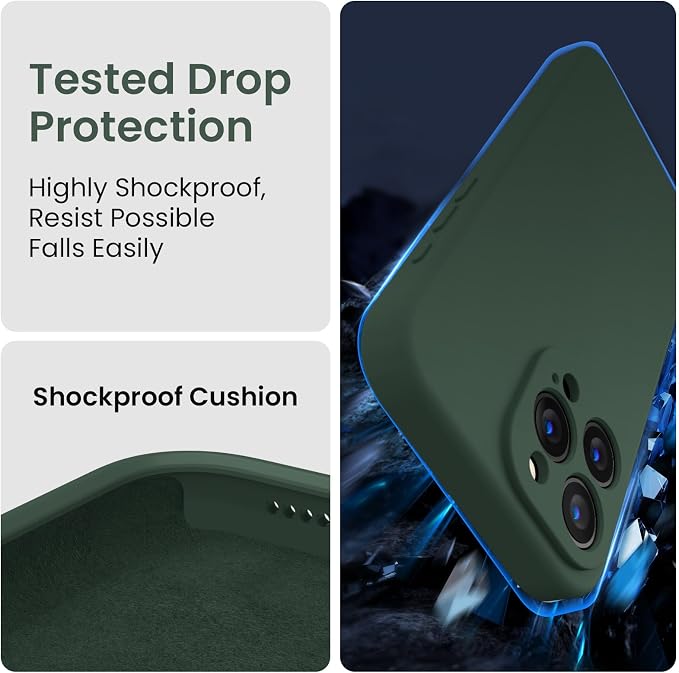 FireNova Designed for iPhone 16 Pro Case, Silicone Upgraded [Camera Protection] Phone Case, Soft Anti-Scratch Microfiber Lining Inside, 2024, Alpine Green