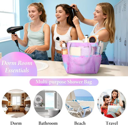 Attmu Mesh Shower Caddy Portable, Quick Dry Hanging Shower Tote Bag for College Dorm Room Essentials, Large Capacity Caddy Dorm for Bathroom Gym Swimming