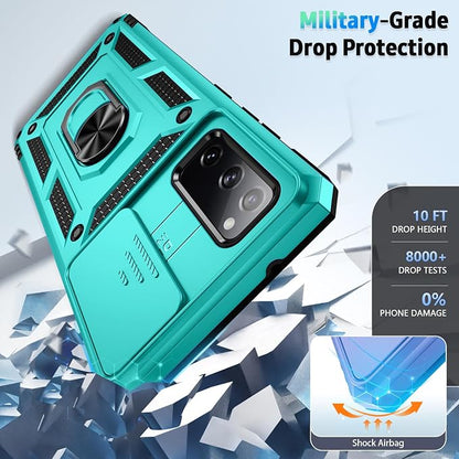 Weycolor for Samsung Galaxy S20 FE 5G Case with Camera Lens Cover, HD Screen Protector, 10 FT Military Grade Drop Protection, Magnetic Ring Holder Kickstand Protective Phone Case, Ice Green