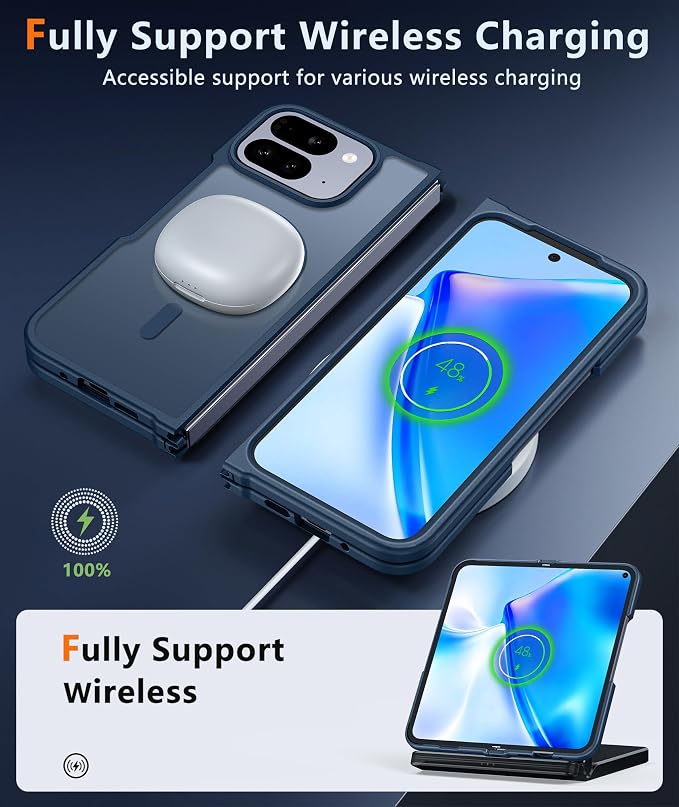 FNTCASE for Google Pixel 10-Pro-Fold Magnetic Case: Translucent Matte Textured Military Grade Drop Protection Cell Phone Cover - Slim Rugged Durable Shockproof Protective Bumper Cases