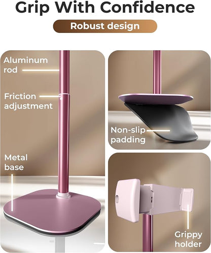 COOPER ChatStand, Adjustable Cell Phone Stand for Desk, Phone Stand for Recording, iPhone Holder for Filming, Small Tripod for iPhone, Fits Samsung, Android Smartphones, (Pink Rose Gold)