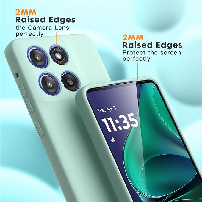 Case for Motorola Moto G Stylus 5G 2025, 2 Pack Tempered Glass Screen Protectors, Soft TPU Liquid Silicone Shockproof Gel Case-Mint