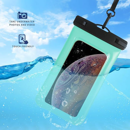 Floatable Soap Bubble Waterproof Phone Pouch/Case with Crossbody Lanyard for iPhone 17 Series 16 Pro Max/15 Pro/14/13/12, IP68 Cellphone Dry Bag Beach Cruise Ship Essentials, 1 Pack-Green-7″