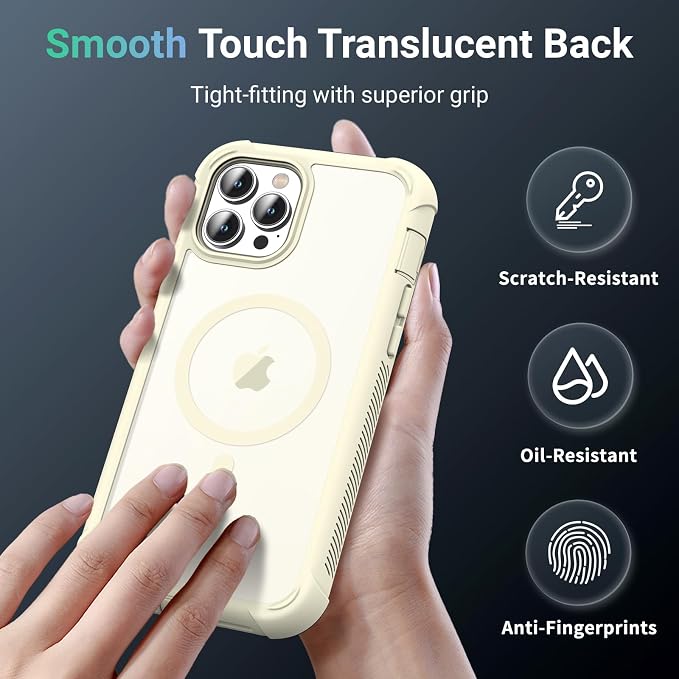 jaroco Magnetic for iPhone 12 Pro Max Case, [Compatible with MagSafe][Military Grade Drop Protection][Heavy Duty Protection][Non-Slip][Shockproof] 2-Layer Durable Bumper Phone Case 6.7''-Antique White