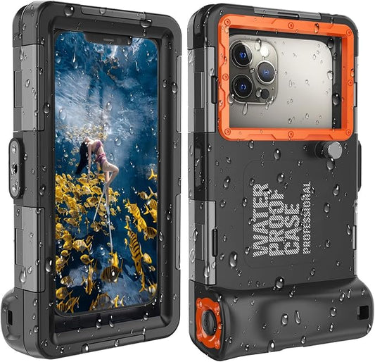 𝟐𝟎𝟐5 Underwater Snorkeling Diving Phone Case for Phone 16/15/14/13/12/11 Pro Max/XR/XS/X Galaxy S8/S9/S10.[50ft/15m] Professional Scuba Dive Waterproof Case Underwater Photo Video Black