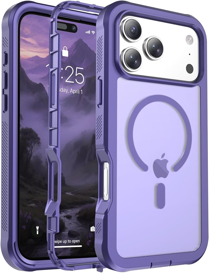 jaroco Magnetic for iPhone 17 Pro Max Case, [Compatible with MagSafe][Military Grade Drop Protection][Heavy Duty Protection][Non-Slip][Shockproof] 2-Layer Durable Bumper Phone Case 6.9''-Dark Purple