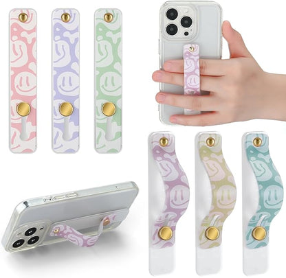 Weewooday 6 Pieces Phone Grip Holder Cell Phone Grip Strap Telescopic Finger Strap Stand Universal Finger Kickstand for Most Smartphones(Cute)