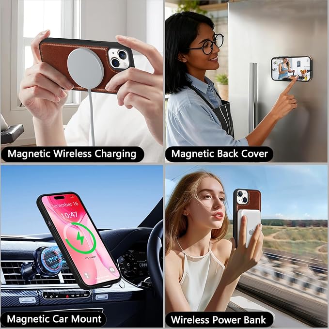 Wallet Case for iPhone 15 Plus with Card Holder/Crossbody Wallet/Strap| RFID Blocking | Magnetic | Kickstand | Detachable | PU Leather Phone Case for iPhone 15 Plus,6.7 in,Brown