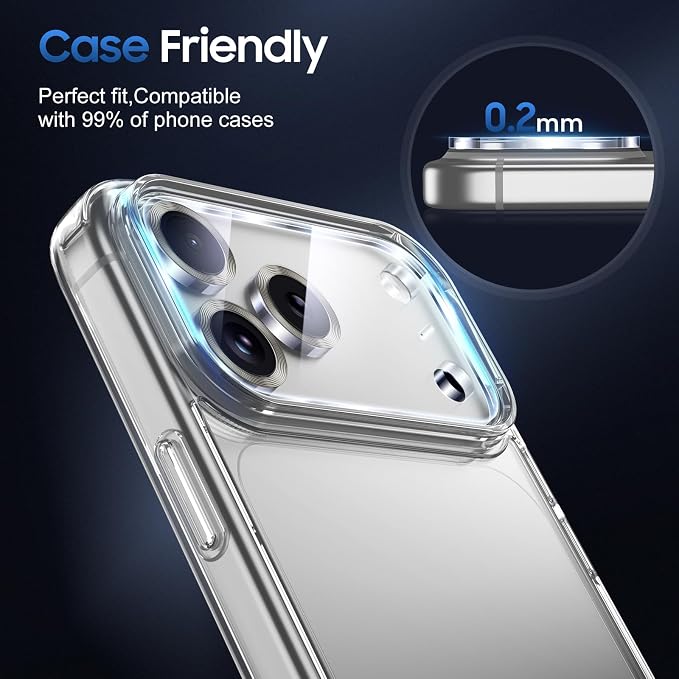 UniqueMe 3 Pack Compatible for iPhone 17 Pro Max Camera Lens Protector - [Drop Protection] [Case Friendly] 9H Tempered Glass Camera Cover Screen [Update New Version] - Grey