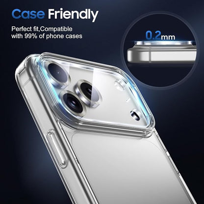 UniqueMe 3 Pack Compatible for iPhone 17 Pro Max Camera Lens Protector - [Drop Protection] [Case Friendly] 9H Tempered Glass Camera Cover Screen [Update New Version] - Grey