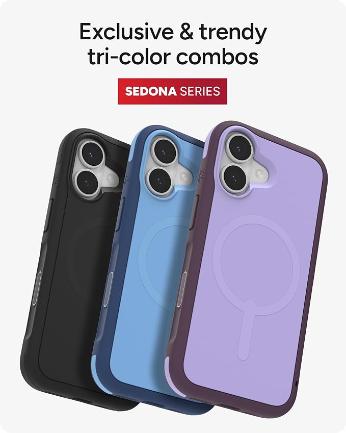 ZAGG Sedona Snap Case for iPhone 17 - Flood Black, Drop Protection (13ft/4m), Graphene-Reinforced Multi-Layer Protection, MagSafe Phone Case with Impact-Absorbing Bumpers, Slim & Lightweight