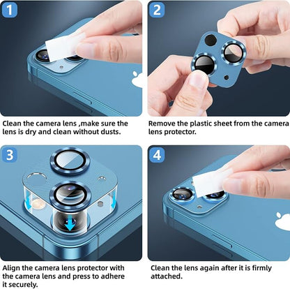 Korecase [2 Pack for iPhone 13 / iPhone 13 Mini Camera Lens Protector Tempered Glass Camera Cover, 9H Hardness Aluminum Metal Lens Film, Bubble Free,Strong Stickiness -Starlight