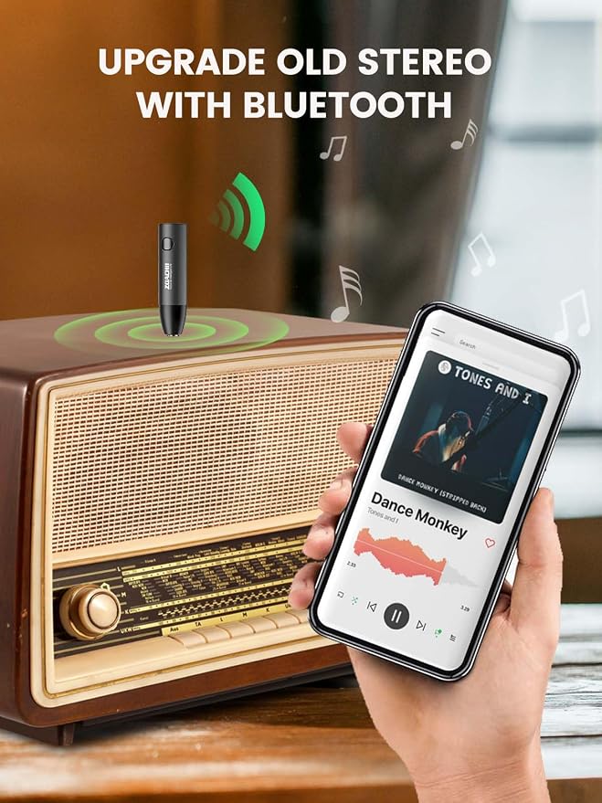 Bluetooth Aux Adapter for Car, Wireless Bluetooth 5.0 Audio Receiver with 3.5mm Jack for Vehicle Truck Home Stereo Speaker Headphone Music Streaming, Handsfree Calling, [1 Piece]