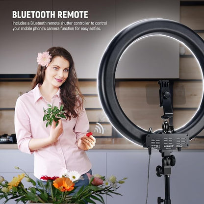 NEEWER 18 Inch/45cm LED Ring Light with Tripod Stand, Phone Holder, 58W 5600K Large Selfie Ringlight Compatible with iPhone Camera for Streaming Makeup Studio Photo Video Recording Filming, RL-18