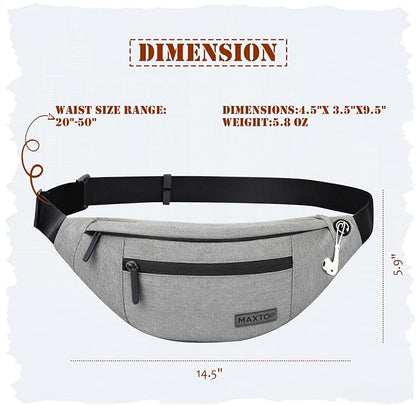 MAXTOP Large Crossbody Fanny Pack with 4-Zipper Pockets,Gifts for Enjoy Sports Festival Workout Traveling Running Casual Hands-Free Wallets Waist Pack Phone Bag Carrying All Phones