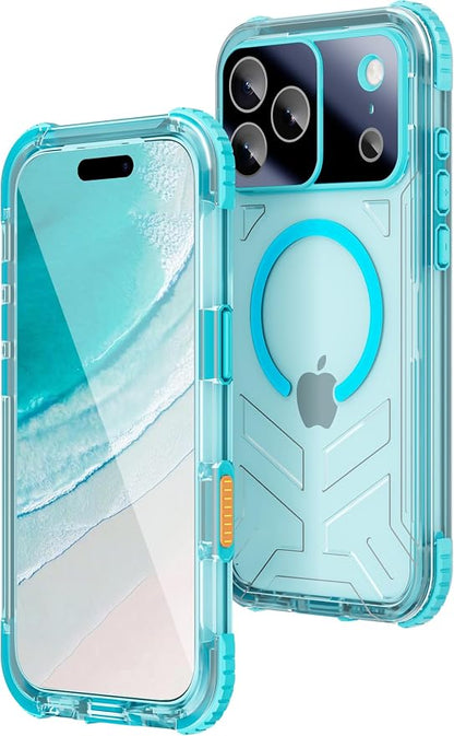 WIFORT for iPhone 17 Pro Waterproof Case, [Fit for Magsafe] with Sapphire Lens & Screen Protector, IP68 Full Body 15FT Military Shockproof, Magnetic Frosted Phone Cover with Lanyard, 6.3" Teal