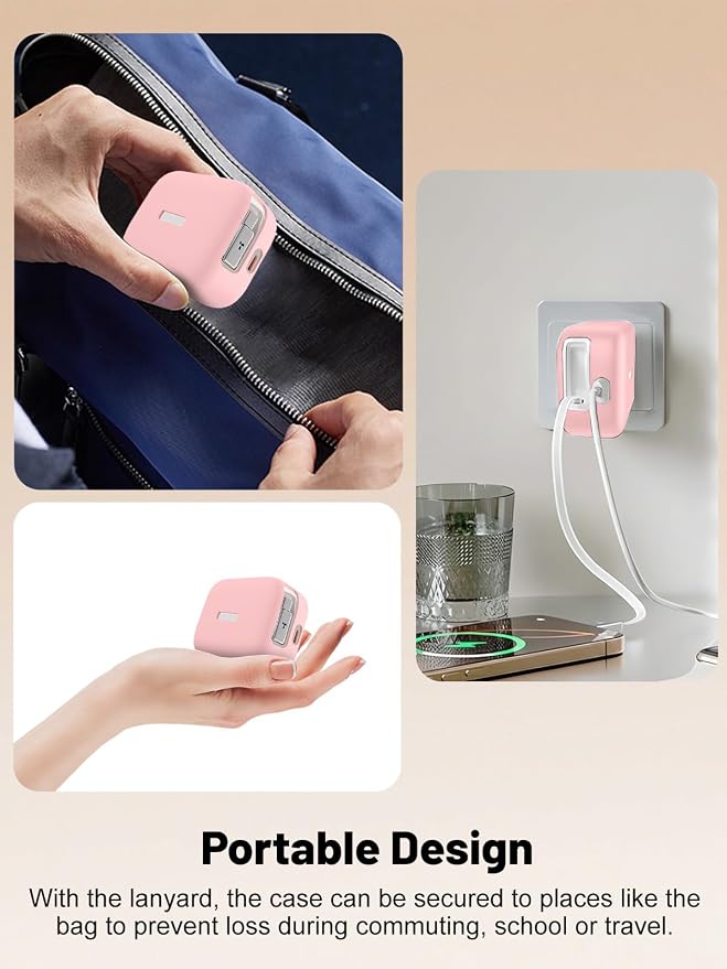Silicone Protective Case for TORRAS FlexLine 67W Charger, Full-Body Protective Cover with Precise Cutouts, Shockproof Dustproof Charging Block Protector Sleeve & Scratch-Resistant Sleeve (Pink)