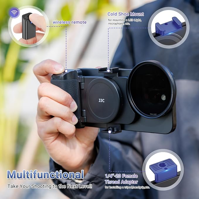 (1+1) 67mm Magnetic Phone Lens Filter Mount + Phone Snap Grip Set for iPhone 16 15 14 Pro/Pro Max Plus, Magnetic Filter Adapter w Cold Shoe & 1/4" Hole Pull-Out to Fit Pro Max Plus (No Filters