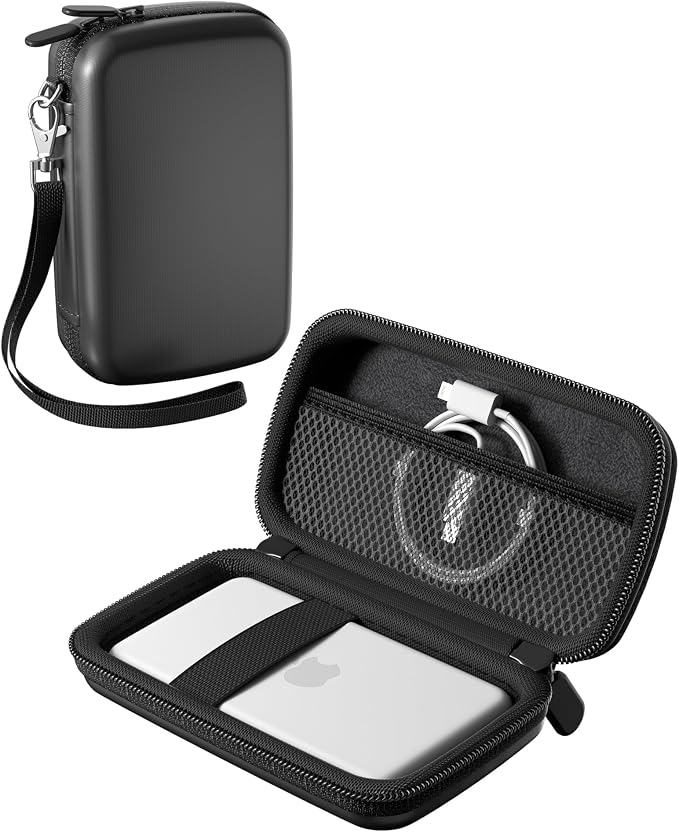 ProCase EVA Hard Shell Case for iPhone Air Magsafe Battery/Anker Nano Magnetic Power Bank/Baseus Picogo Wireless Portable Charger, Fits Power Banks Up to 5.1" × 2.9" × 0.59"-Black