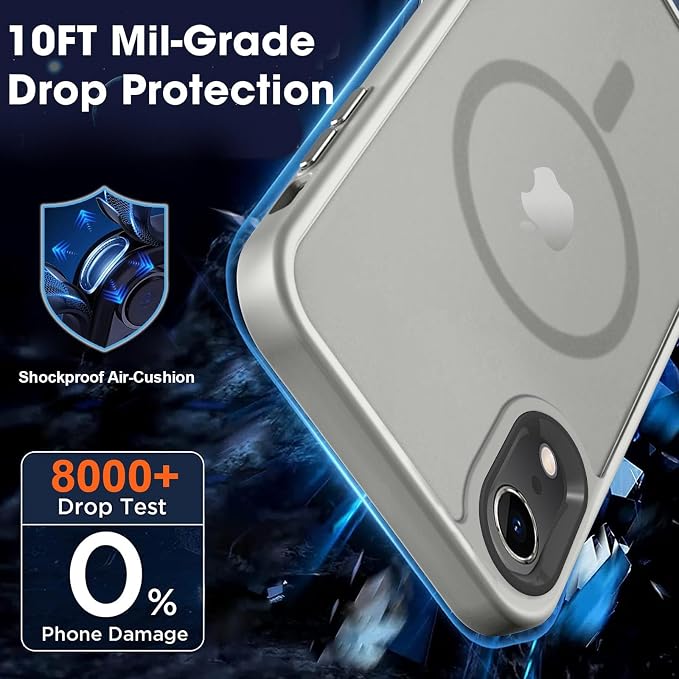 MOCCA Strong Magnetic for iPhone XR Phone Case, [Compatible with Magsafe][Mil-Grade Drop Protection] Slim Thin Translucent Matte Protective Cover Case for iPhone XR Case 6.1'', Titanium Gray