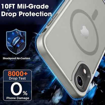 MOCCA Strong Magnetic for iPhone XR Phone Case, [Compatible with Magsafe][Mil-Grade Drop Protection] Slim Thin Translucent Matte Protective Cover Case for iPhone XR Case 6.1'', Titanium Gray
