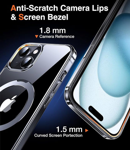 Chicfun 3-in-1 [Magnetic+Kickstand+Ring Holder] for iPhone 15 Plus Case with Stand Ring Holder， Compatible with MagSafe, Military Shockproof Kickstand Phone Case iPhone 15 Plus Cover Clear