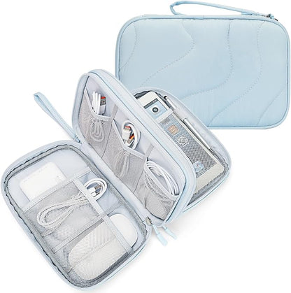 Skycase Tech Pouch - Lightweight Electronics Organizer Travel Case - Double Layers Cable Organizer - All-in-One Storage Bag for Charger, Cord, Phone, Flash Drive, Essentials - L