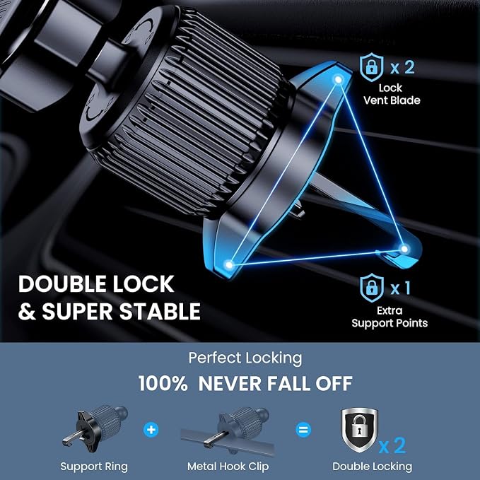 Car Phone Holder for Your Car [Thick Case Friendly] Automobile Accessories Air Vent 360 Degree Rotation [Super Stable] Dashboard Cell Phone Holder Fit for iPhone Android Smartphone