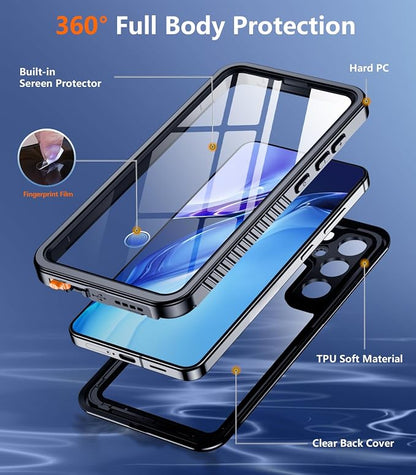 Temdan Designed for Samsung Galaxy S25 Plus Case Waterproof, Built-in Lens & Screen Protector Military Shockproof Dropproof IP68 Underwater Full Body Phone Case for Galaxy S25 Plus 5G 6.7"-Black(2025)