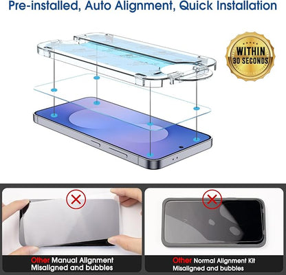 amFilm Auto-Alignment OneTouch for Samsung Galaxy S25 FE 6.7'' Screen Protector + Camera Lens Protector,Tempered Glass, 30 seconds Installation, Bubble Free, Case Friendly, Anti-Scratch [2+2 Pack]