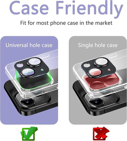 2 Pack Camera Lens Protector for iPhone 15/15 Plus,Metal AR Tempered Glass Rear Camera Screen Cover,Anti-Scratch,Strong Adsorption,Case Friendly, Easy to Install-Light Yellow