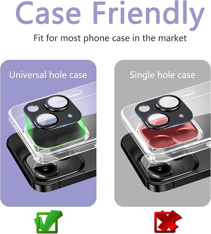 2 Pack Camera Lens Protector for iPhone 15/15 Plus,Metal AR Tempered Glass Rear Camera Screen Cover,Anti-Scratch,Strong Adsorption,Case Friendly, Easy to Install-Light Green