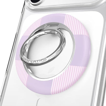 VELVET CAVIAR Compatible with MagSafe Phone Grip 2.0 | Cute Magnetic Ring Holder | Finger Loop Kickstand | Pop On Accessory for iPhone 17, 16, 15, 14, 13, 12 | Lilac Checkered