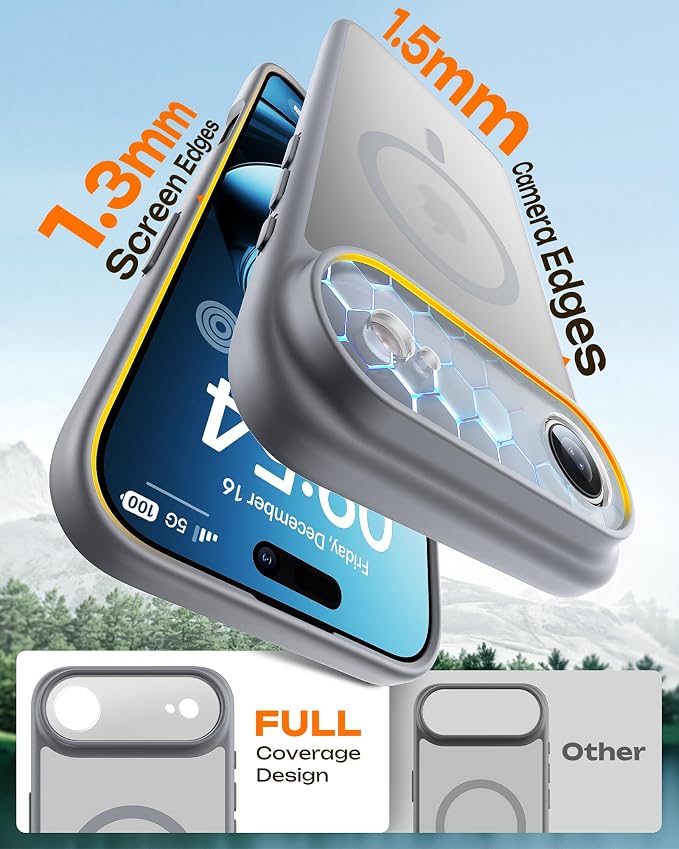 TOCOL for iPhone Air Case, Compatible with Magsafe Charger, Full Camera Protection, Drop Protection, Translucent Matte Phone Case for iPhone 17 Air 6.5 inch (Gray)