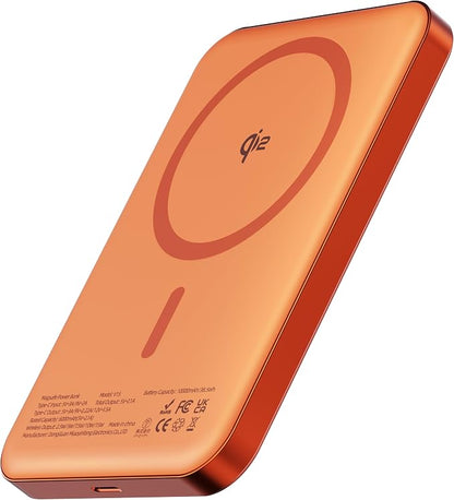 Qi2 Certified Magnetic Power Bank 10000mAh, 15W Fast Wireless Charger, Ultra-Slim LiFePO4 Battery Pack with 20W PD USB-C, Portable Charger for iPhone 17-12, Apple Watch & AirPods