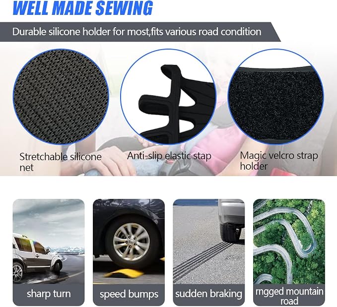 Phone Holder Car, Truck Tablet Headrest Mount, Universal Car iPad Holder with Silicone Net for All Kindle Fire, iPhone and Tablet with - Black (Small Silicone Net (3.5''-7.5''))