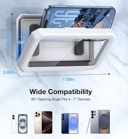 Shower Phone Holder Waterproof【IPX6】480° Rotation Shower Case Accessories, Anti-Fog High Sensitivity waterproof phone holder for Bathroom Wall Mount for iPhone 17 16 PM, S25 Ultra, 4-7" Phone