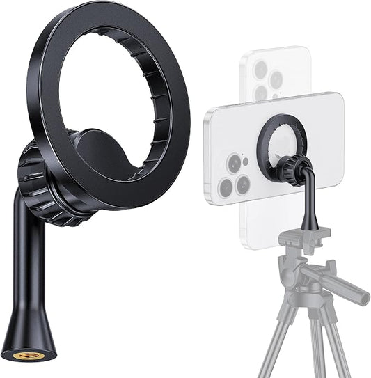 Magnetic Tripod Holder Mount for MagSafe, iPhone Tripod Mount Adapter with 1/4" Screw Hole, Magnetic Phone Tripod Holder Adapter for iPhone 17/16/15/14/13/12 Series